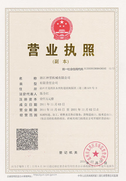 Porcellana Jiangsu Sunyi Machinery Co., Ltd. Certificazioni